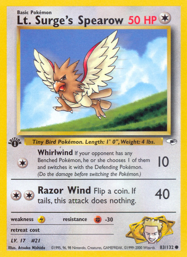 Gym Heroes Lt. Surge's Spearow #83/132 first edition